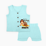 Tiny Toes Big Onam Vibes Girl Jabla Shorts Set - BABY BLUE - 0 - 3 Months Old (Chest 9.8")