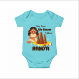 Tiny Toes Big Onam Vibes Girl Romper - ARCTIC BLUE - New Born (Chest 14")