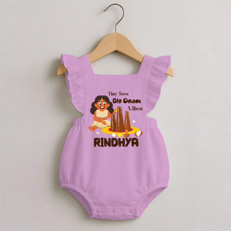 Tiny Toes Big Onam Vibes Romper Frock | Custom Baby Romper Frock for Onam Celebration - BABY PINK - 0 - 3 Months Old (Chest 19")