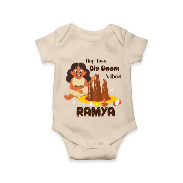 Tiny Toes Big Onam Vibes Girl Romper - IVORY - New Born (Chest 14")