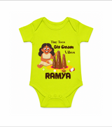 Tiny Toes Big Onam Vibes Girl Romper - LIME GREEN - New Born (Chest 14")