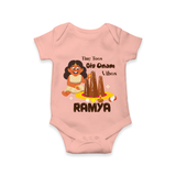 Tiny Toes Big Onam Vibes Girl Romper - PEACH - New Born (Chest 14")