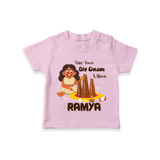 Tiny Toes Big Onam Vibes Girl T Shirt - BABY PINK - 0-5 Months Old (Chest 17")