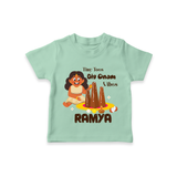 Tiny Toes Big Onam Vibes Girl T Shirt - MINT GREEN - 0-5 Months Old (Chest 17")