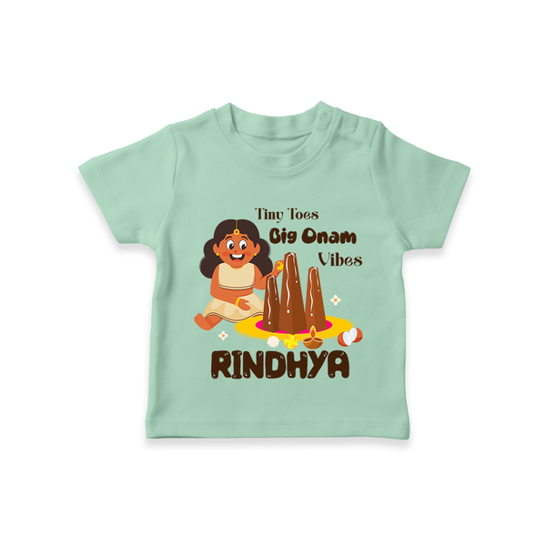 Tiny Toes Big Onam Vibes T-Shirt | Custom Baby T-Shirt for Onam Celebration - MINT GREEN - 0-5 Months Old (Chest 17")
