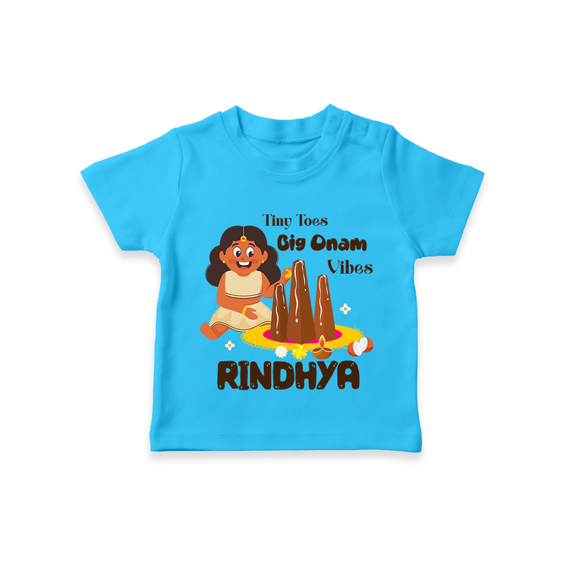 Tiny Toes Big Onam Vibes T-Shirt | Custom Baby T-Shirt for Onam Celebration - SKY BLUE - 0-5 Months Old (Chest 17")