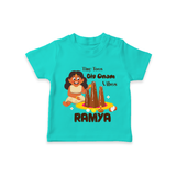 Tiny Toes Big Onam Vibes Girl T Shirt - TEAL - 0-5 Months Old (Chest 17")