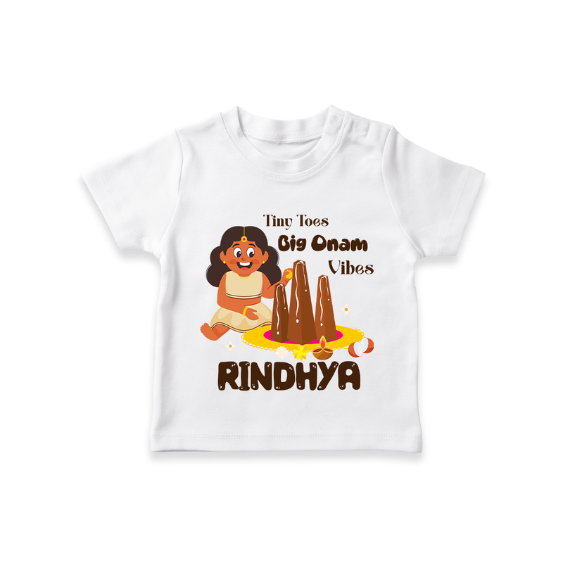 Tiny Toes Big Onam Vibes T-Shirt | Custom Baby T-Shirt for Onam Celebration - WHITE - 0-5 Months Old (Chest 17")