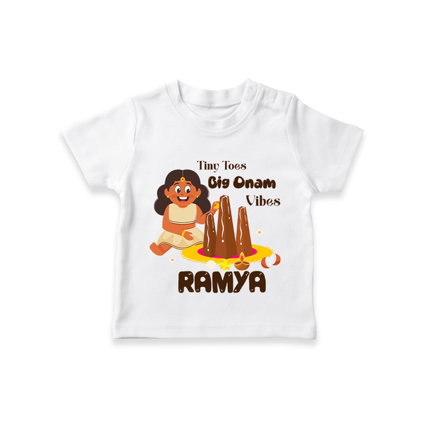 Tiny Toes Big Onam Vibes Girl T Shirt - WHITE - 0-5 Months Old (Chest 17")