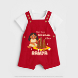 Tiny Toes Big Onam Vibes Girl Dungaree - RED - 0 - 5 Months Old (Chest 18")