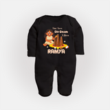Tiny Toes Big Onam Vibes Girl Full Body Suit - BLACK - New Born (Chest 7.5")