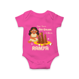 Tiny Toes Big Onam Vibes Girl Romper - HOT PINK - New Born (Chest 14")