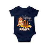 Tiny Toes Big Onam Vibes Girl Romper - NAVY BLUE - New Born (Chest 14")