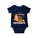 Tiny Toes Big Onam Vibes Romper / Onesie | Custom Baby Romper / Onesie for Onam Celebration - NAVY BLUE - New Born (Chest 14")
