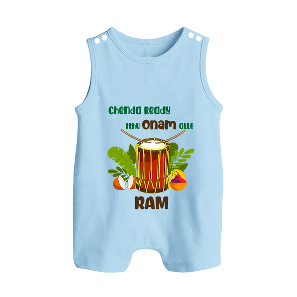 Chenda Ready Onam Celebration Button Romper - BABY BLUE - New Born (Chest 18")