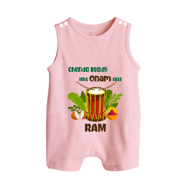 Chenda Ready Onam Celebration Button Romper - BABY PINK - New Born (Chest 18")
