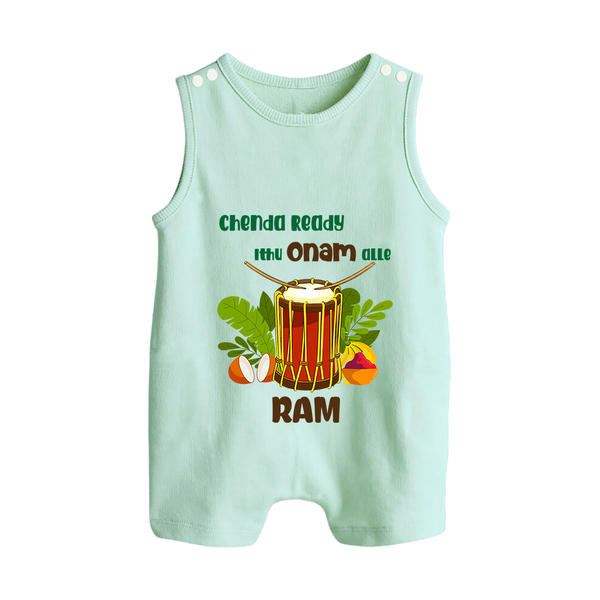 Chenda Ready Onam Celebration Button Romper - MINT GREEN - New Born (Chest 18")
