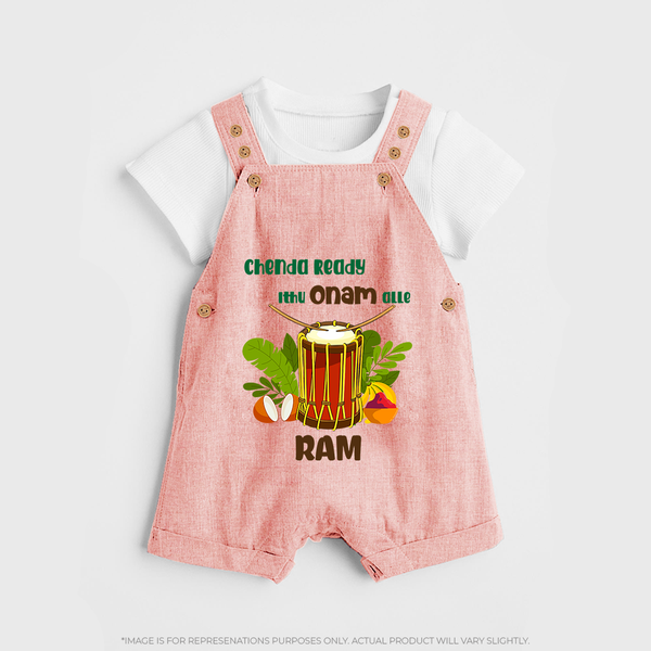 Chenda Ready Onam Celebration Dungaree - PEACH - 0 - 5 Months Old (Chest 18")