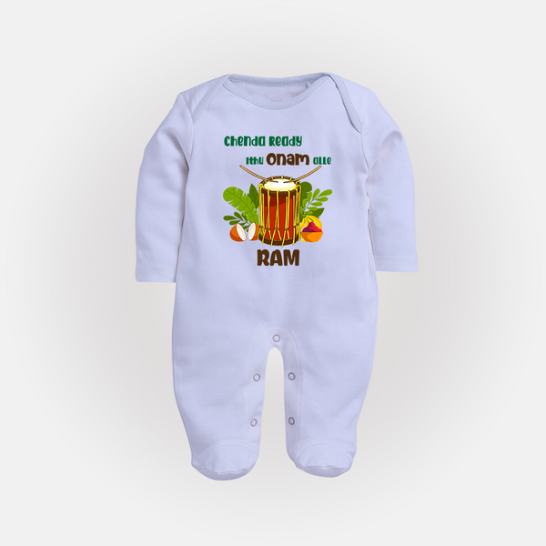 Chenda Ready Onam Celebration Full Body Suit - BABY BLUE - New Born (Chest 7.5")