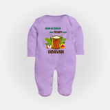 Chenda Ready Ithu Onam Alle Sleep Suit | Custom Baby Sleep Suit for Onam Fun with Chenda - LILAC - New Born (Chest 7.5")