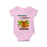 Chenda Ready Ithu Onam Alle Romper / Onesie | Custom Baby Romper / Onesie for Onam Fun with Chenda - BABY PINK - New Born (Chest 14")