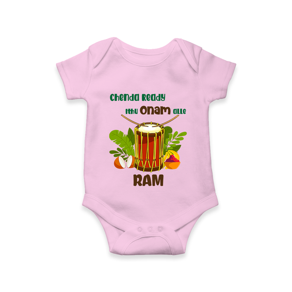 Chenda Ready Onam Celebration Romper - BABY PINK - New Born (Chest 14")