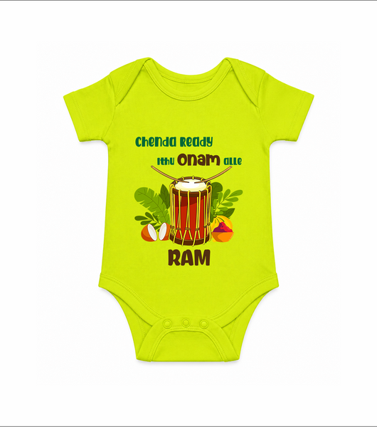 Chenda Ready Onam Celebration Romper - LIME GREEN - New Born (Chest 14")