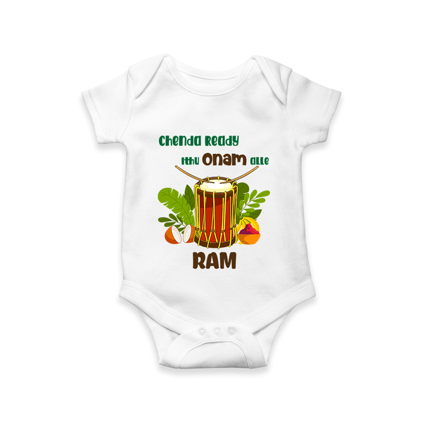 Chenda Ready Onam Celebration Romper - WHITE - New Born (Chest 14")