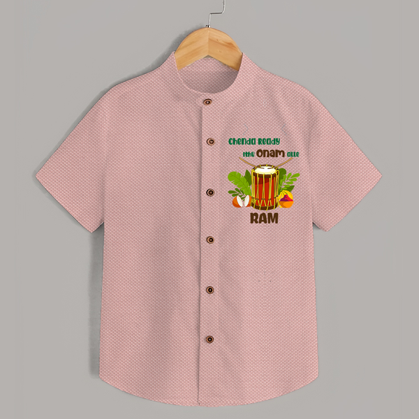 Chenda Ready Onam Celebration Shirt - PEACH - 0 - 6 Months Old (Chest 23")