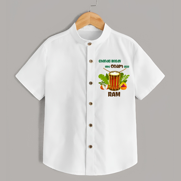 Chenda Ready Onam Celebration Shirt - WHITE - 0 - 6 Months Old (Chest 23")