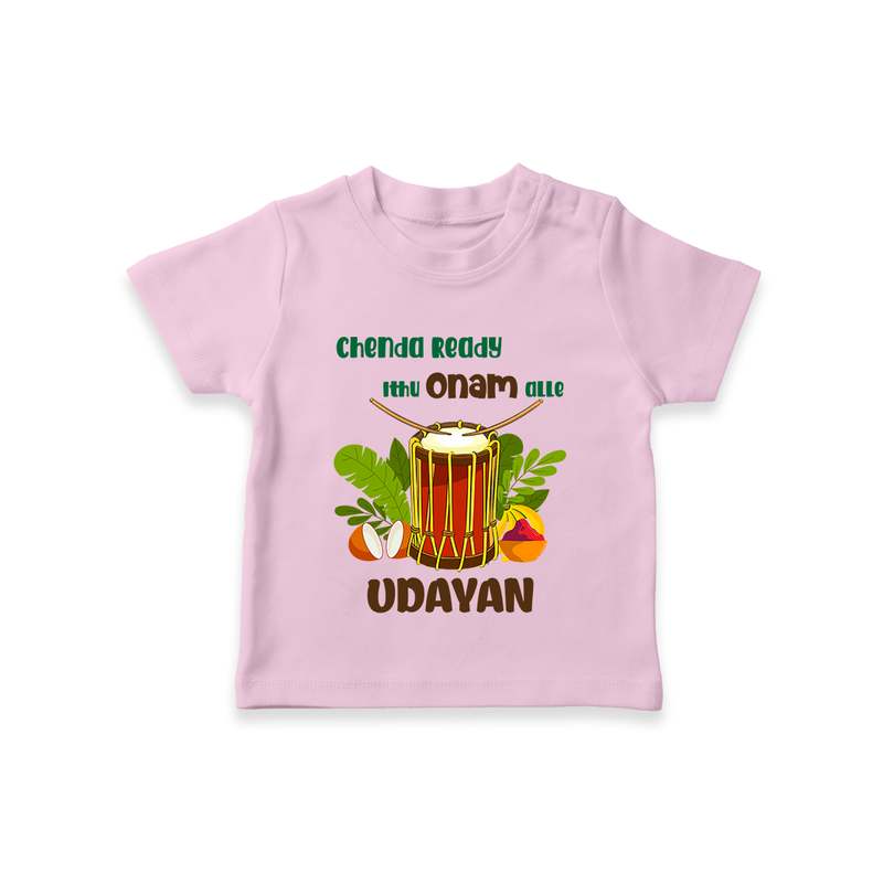 Chenda Ready Ithu Onam Alle T-Shirt | Custom Baby T-Shirt for Onam Fun with Chenda - BABY PINK - 0-5 Months Old (Chest 17")