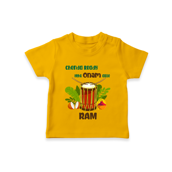 Chenda Ready Onam Celebration T Shirt - CHROME YELLOW - 0-5 Months Old (Chest 17")