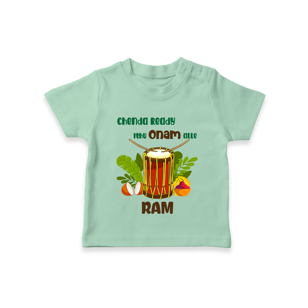 Chenda Ready Onam Celebration T Shirt - MINT GREEN - 0-5 Months Old (Chest 17")