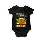 Chenda Ready Ithu Onam Alle Romper / Onesie | Custom Baby Romper / Onesie for Onam Fun with Chenda - BLACK - New Born (Chest 14")