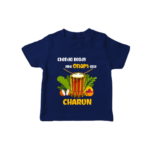 Chenda Ready Onam Celebration T Shirt - NAVY BLUE - 0-5 Months Old (Chest 17")
