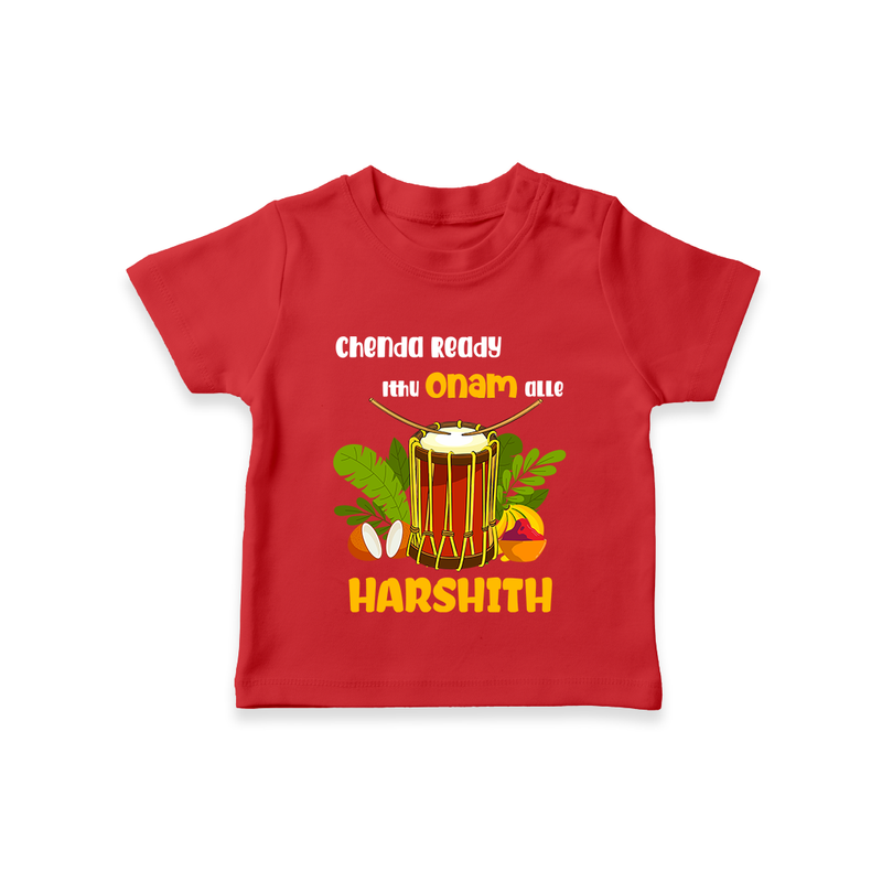 Chenda Ready Ithu Onam Alle T-Shirt | Custom Baby T-Shirt for Onam Fun with Chenda - RED - 0-5 Months Old (Chest 17")
