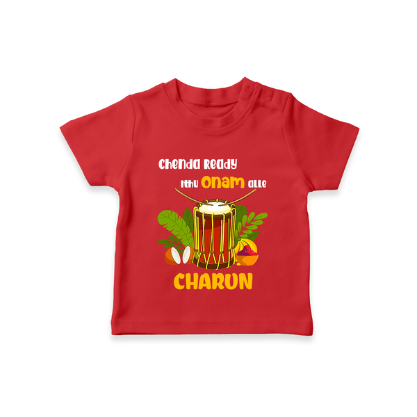 Chenda Ready Onam Celebration T Shirt - RED - 0-5 Months Old (Chest 17")