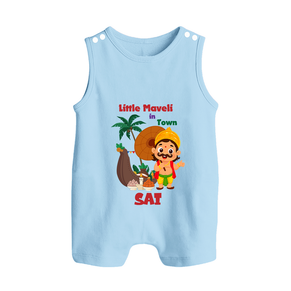Little Maveli in Town Romper Suit | Personalized Baby Romper Suit for Onam Celebrations - BABY BLUE - 0 - 5 Months Old (Chest 18")