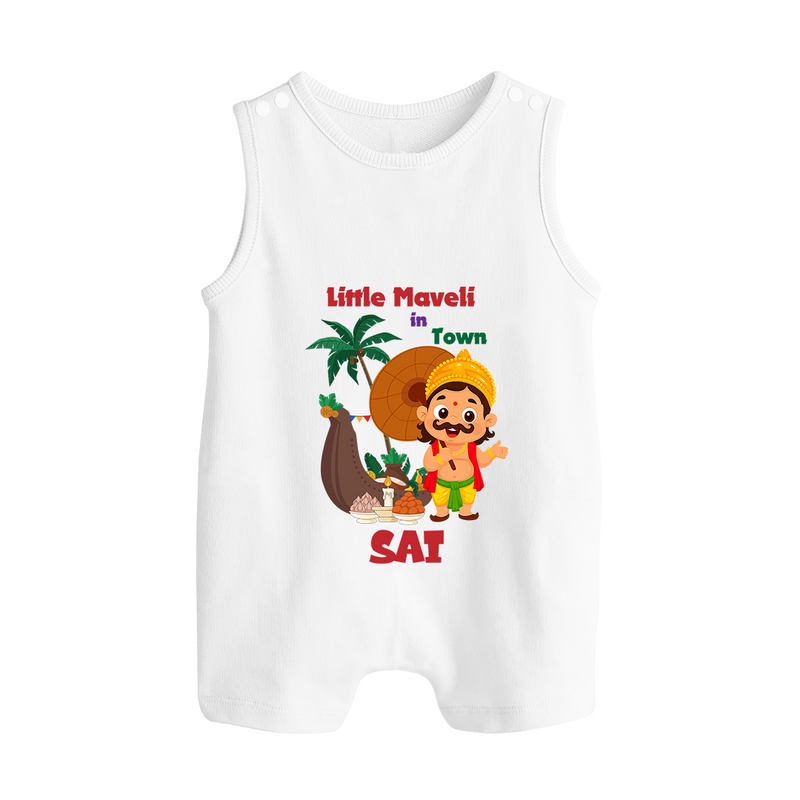 Little Maveli in Town Romper Suit | Personalized Baby Romper Suit for Onam Celebrations - WHITE - 0 - 5 Months Old (Chest 18")