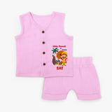 Little Maveli in Town Jabla Set | Personalized Baby Jabla Set for Onam Celebrations - BABY PINK - 0 - 3 Months Old (Chest 9.8")