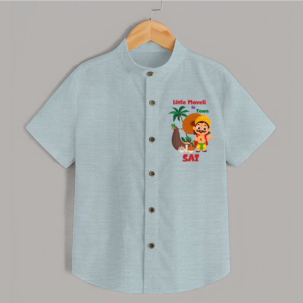 Little Maveli in Town Shirt | Personalized Baby Shirt for Onam Celebrations - ARCTIC BLUE - 0 - 6 Months Old (Chest 23")
