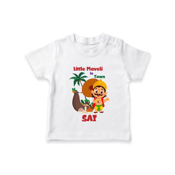 Little Maveli in Town T-Shirt | Personalized Baby T-Shirt for Onam Celebrations - WHITE - 0-5 Months Old (Chest 17")