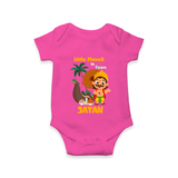 Little Maveli in Town Romper / Onesie | Personalized Baby Romper / Onesie for Onam Celebrations - HOT PINK - New Born (Chest 14")