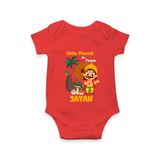 Little Maveli in Town Romper / Onesie | Personalized Baby Romper / Onesie for Onam Celebrations - RED - New Born (Chest 14")
