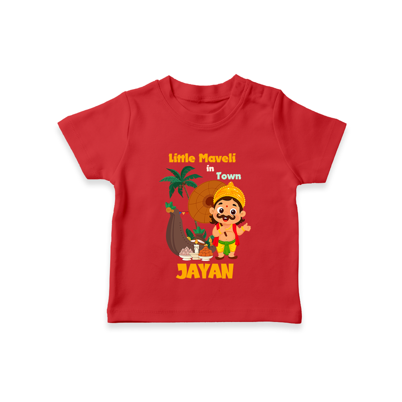 Little Maveli in Town T-Shirt | Personalized Baby T-Shirt for Onam Celebrations - RED - 0-5 Months Old (Chest 17")