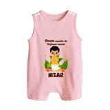 Onam Style Traditional Boy Button Romper - BABY PINK - New Born (Chest 18")