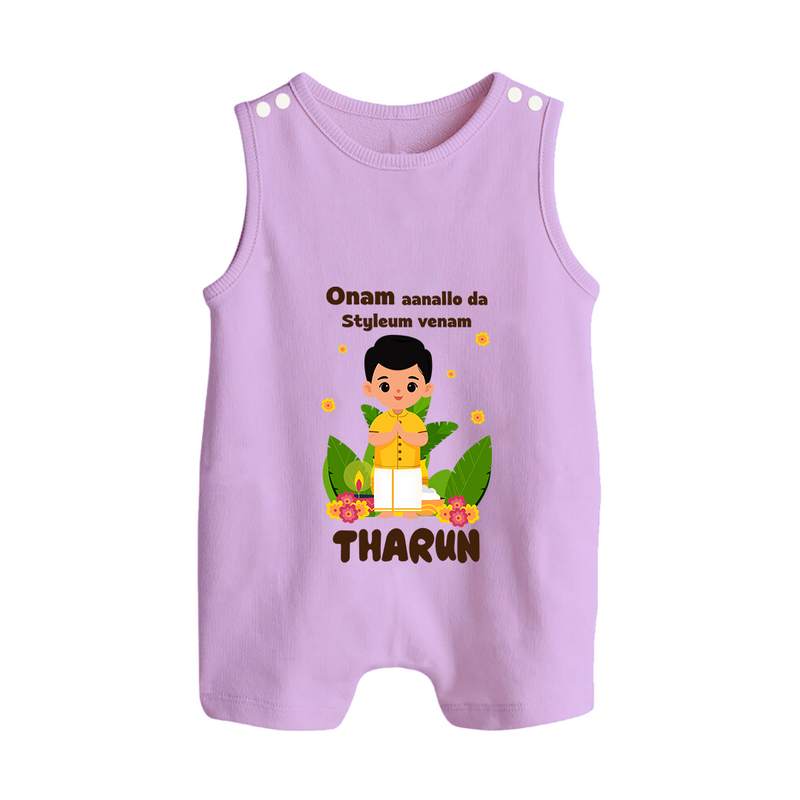 Onam Aanallo Da Styleum Venam Romper Suit | Custom Baby Romper Suit for Onam Style - LILAC - 0 - 5 Months Old (Chest 18")