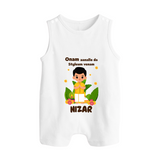 Onam Style Traditional Boy Button Romper - WHITE - New Born (Chest 18")