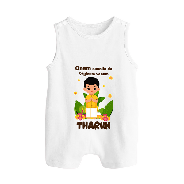 Onam Aanallo Da Styleum Venam Romper Suit | Custom Baby Romper Suit for Onam Style - WHITE - 0 - 5 Months Old (Chest 18")
