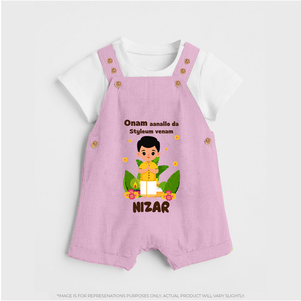 Onam Style Traditional Boy Dungaree - BABY PINK - 0 - 5 Months Old (Chest 18")